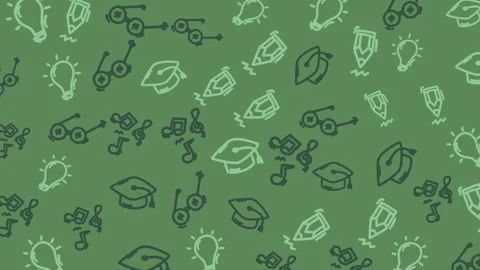 Animated Education Icons Pattern Green Background Learning Symbols Motion Stock Footage 340835928