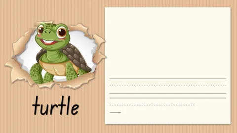 Animated Educational Alphabet Lesson for Letter T with Cartoon Turtle Stock Footage 335861283