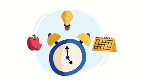 Animated educational icons featuring alarm clock light bulb calendar and ap.. Stock Footage 339046130