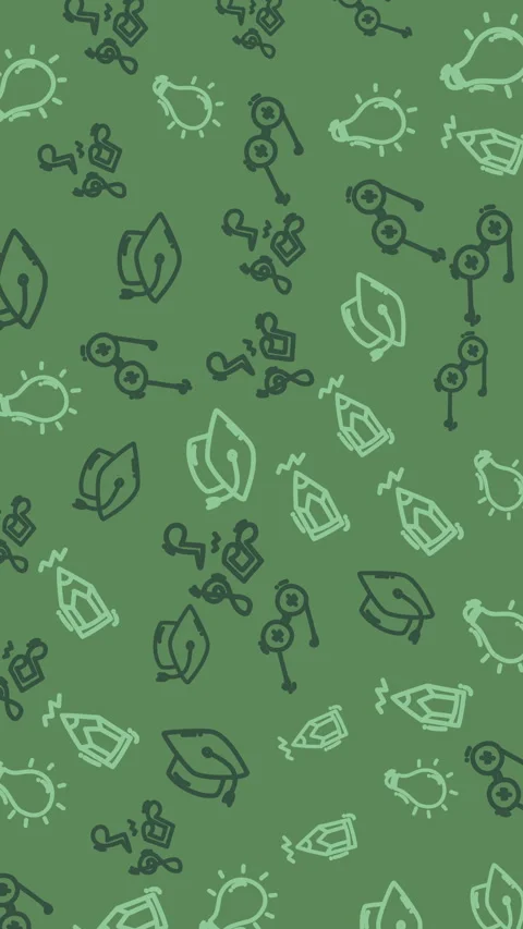 Animated Educational Icons Pattern Green Background Seamless Loop Stock Footage 341447454