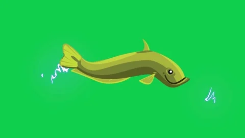 Animated eel swimming on green screen perfect for aquatic animation Stock Footage 309099503