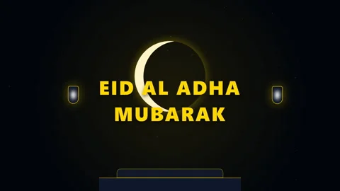Animated Eid Al Adha Mubarak Celebration Greeting. Stockbeeldmateriaal 335796557