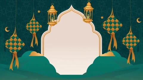 Animated Eid Mubarak Greeting Background with Lanterns Stock Footage 334137260