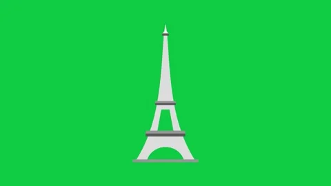Animated Eiffel Tower on a green screen for tourism. Stock Footage 300376406