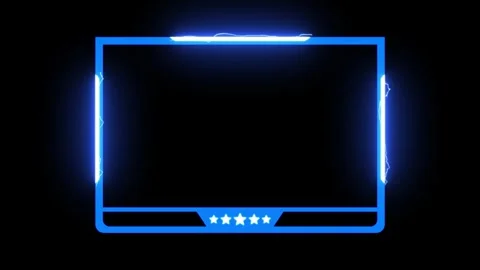 Animated Electric Blue Webcam Frame Stream Overlay Loop Video stock 342698559
