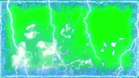 Animated electric lightning frames overlay with vibrant glowing blue energy Видео 344714598