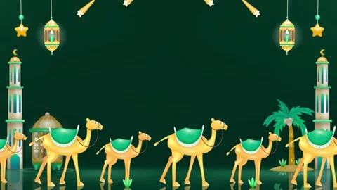 Animated elements of walking camel and shooting stars background Stockbeeldmateriaal 238811296