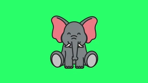 Animated elephant sitting on green screen. Stock Footage 252018896