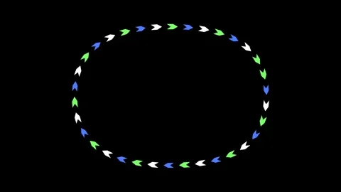 Animated Ellipse Frame Made of Rotating Colorful Arrows on Black Background.. Vídeos de archivo 347801811