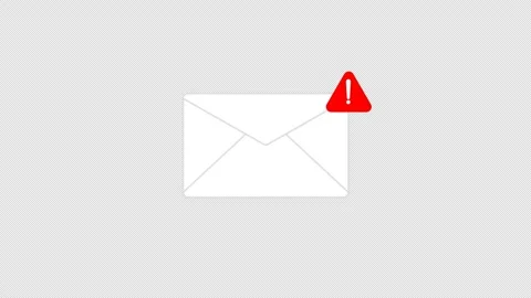 Animated email with alert red sign, Stock Footage 308653652