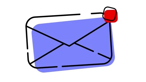 Animated email envelope icon with red notification alert, 4K Stock Footage 333703496