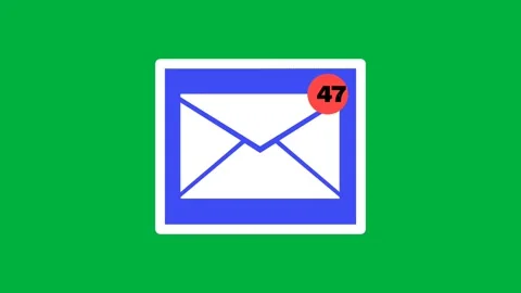 Animated email icon with notification badge on a green screen background Stock Footage 346009977