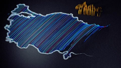 Animated Embroidered Map of Turkey Revealed in Motion Stock Footage 300062444