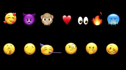 Animated Emojis Set with Expressive Faces in Motion Graphics Stock Footage 329406613