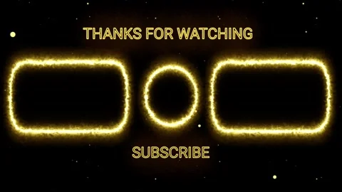 Animated end screen template. Glowing yellow outlines for videos and a subscribe Stock Footage 319763776