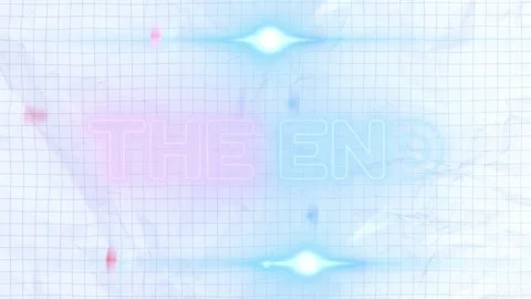 Animated The End Text Overlay with Glowing Light Flares on a Grid Background in 스톡 동영상 338332313