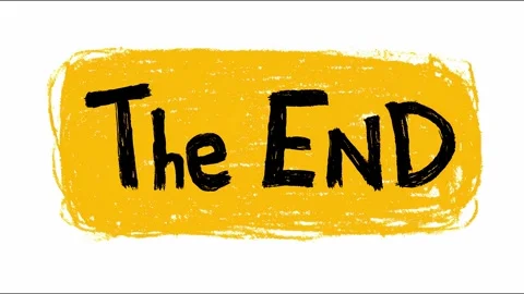 Animated "the end" text in yellow textured paint on white background Stock Footage 319154889
