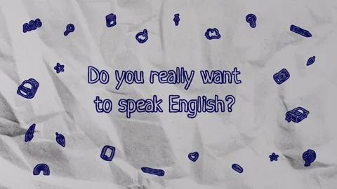 Animated English text "Do you really want to speak English?"on crumpled paper Stock Footage 280682376