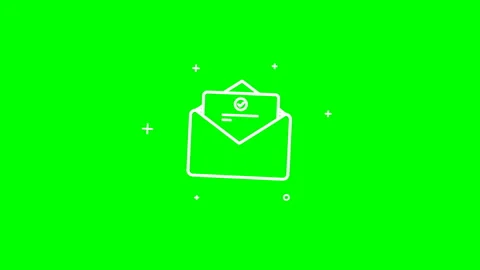 Animated Envelope Icon Opening With Sparkles Green Screen Background Видео 347413255