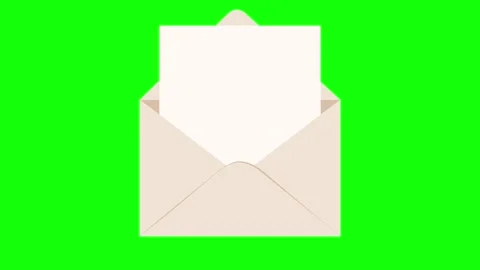 Animated envelope opening to reveal a blank letter on green screen, 4K animation Vídeo Stock 321469229