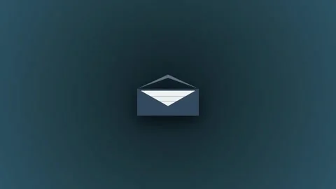 An animated envelope opens on a dark blue background Video stock 346739509