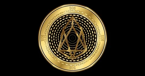 Animated EOS (EOS) cryptocurrency gold coin Stock Footage 102624563