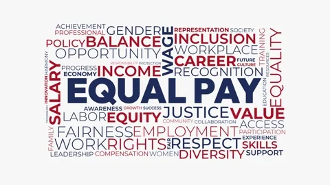 Animated Equal Pay Word Cloud Concept Detailing Gender Equity, Diversity, a.. 库存影片 343986795