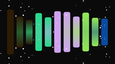 Animated Equalizer bar graph with sparkles on black backdrop Stock Footage 327833744