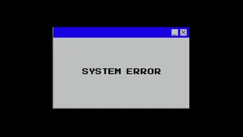 An animated error warning popup mimicking a classic operating system alert. Video stock 303941362