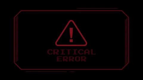 An animated error warning popup mimicking a classic operating system alert. Video stock 303941367