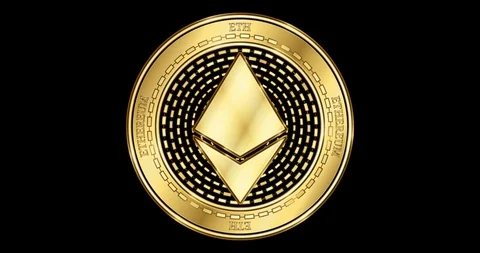 Animated Ethereum (ETH) cryptocurrency gold coin Stock Footage 101925945