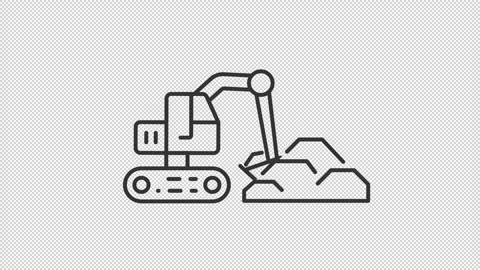Animated excavator line icon Stock Footage 243702682