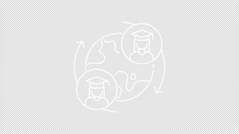Animated exchange program white line icon 스톡 동영상 327836540