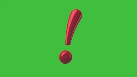 Animated exclamation mark symbol on green screen background Stock Footage 314890126