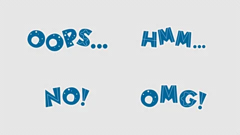 Animated exclamations Oops, Hmm, No, Omg Stock Footage 209443040