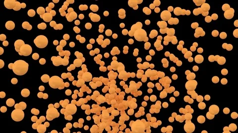 Animated exploding and flying toward camera a lot of orange ping pong balls Stock Footage 85324806