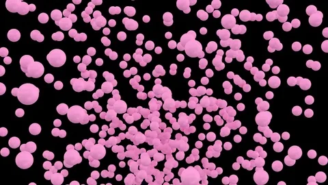 Animated exploding and flying toward camera a lot of pink ping pong balls Stock Footage 85325376