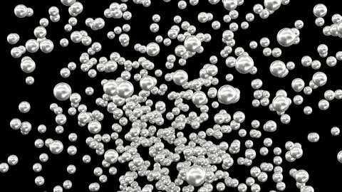 Animated exploding and flying toward camera a lot of silver ping pong balls Stock Footage 85378174