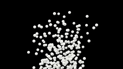 Animated exploding and flying toward camera a lot of plain golf balls Stock Footage 85408390