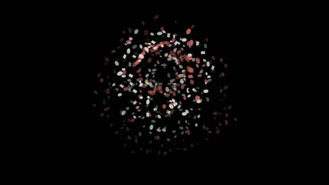 Animated exploding confetti scattering in circular burst on black background Stock Footage 317301081