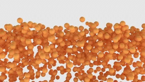 Animated exploding a lot of Ping-Pong balls- orange Stock Footage 267346896