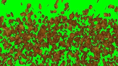 Animated exploding a lot of slices of potato chips with browned texture 動画素材 80609020