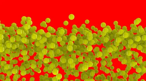 Animated exploding or jumping plain tennis balls in slow motion Stock Footage 65530814