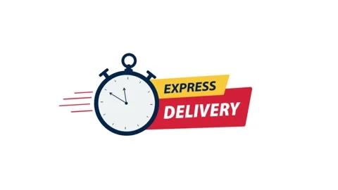 Animated Express Delivery Icon with Moving Stopwatch Stock Footage 342369686