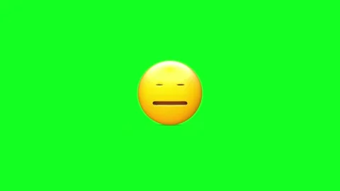 Animated expressionless emoji on green screen background Stock Footage 329406639