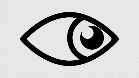 Animated eye icon looking around loop isolated on transparent alpha channel Stock Footage 346238092
