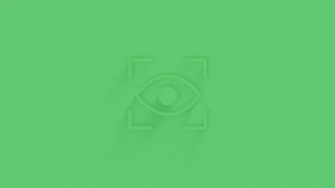 Animated eye scan icon with shadow on green background. Neumorphism minimal Stock Footage 159830526