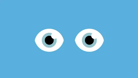 Animated eyes blinking on a blue background Stock Footage 307305851