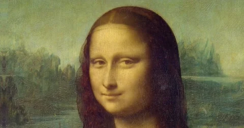 Animated Mona Lisa painted by Leonardo , Stock Video