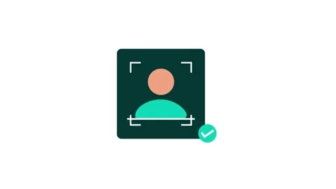 Animated Facial Recognition Scan Icon with Success Checkmark Video Stock Footage 337309667